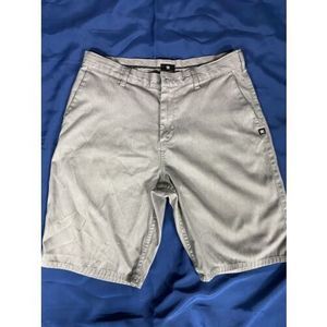 DC Shoe Mens Gray Skate Shorts Outdoor Flat Front Casual Black Trademark Patch